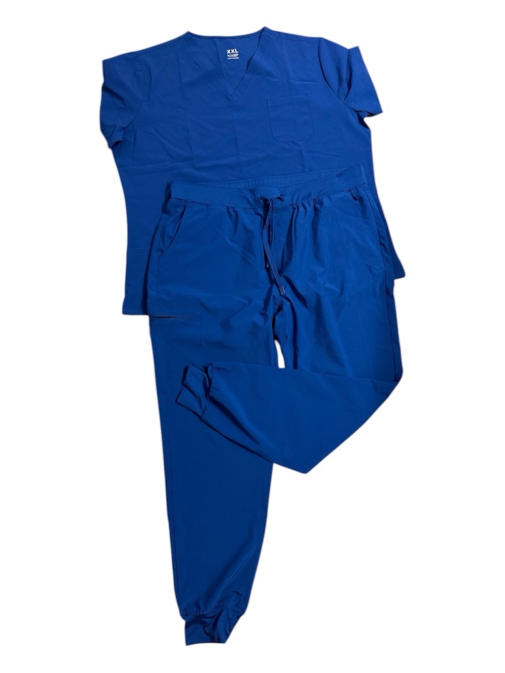 Cozy Fit Women's Drawstring Jogger Scrub Pants and Top - Royal Blue